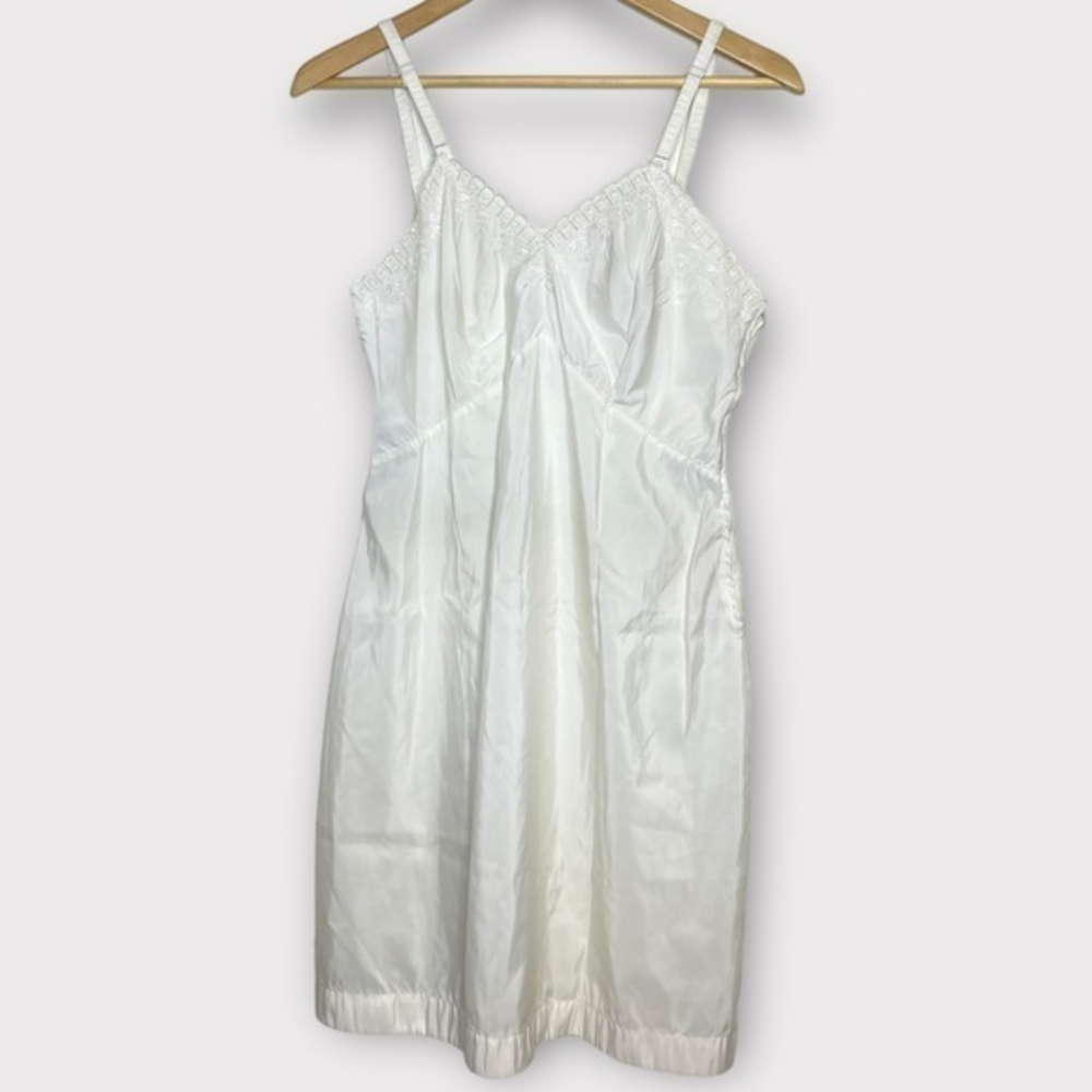 Vintage 50s 60s‎ Ivory White Slip Dress Embroidered Floral Lace Unbranded